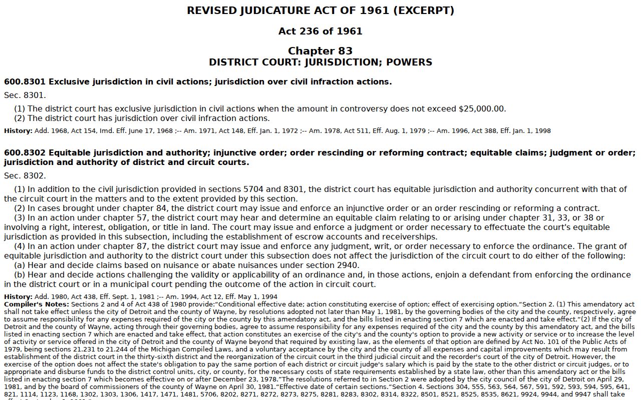 St. Clair County civil docket context for Michigan district court jurisdiction