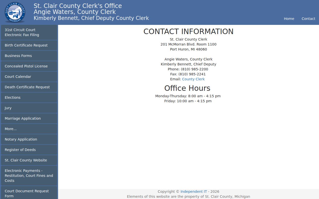St. Clair County court records County Clerk contact information