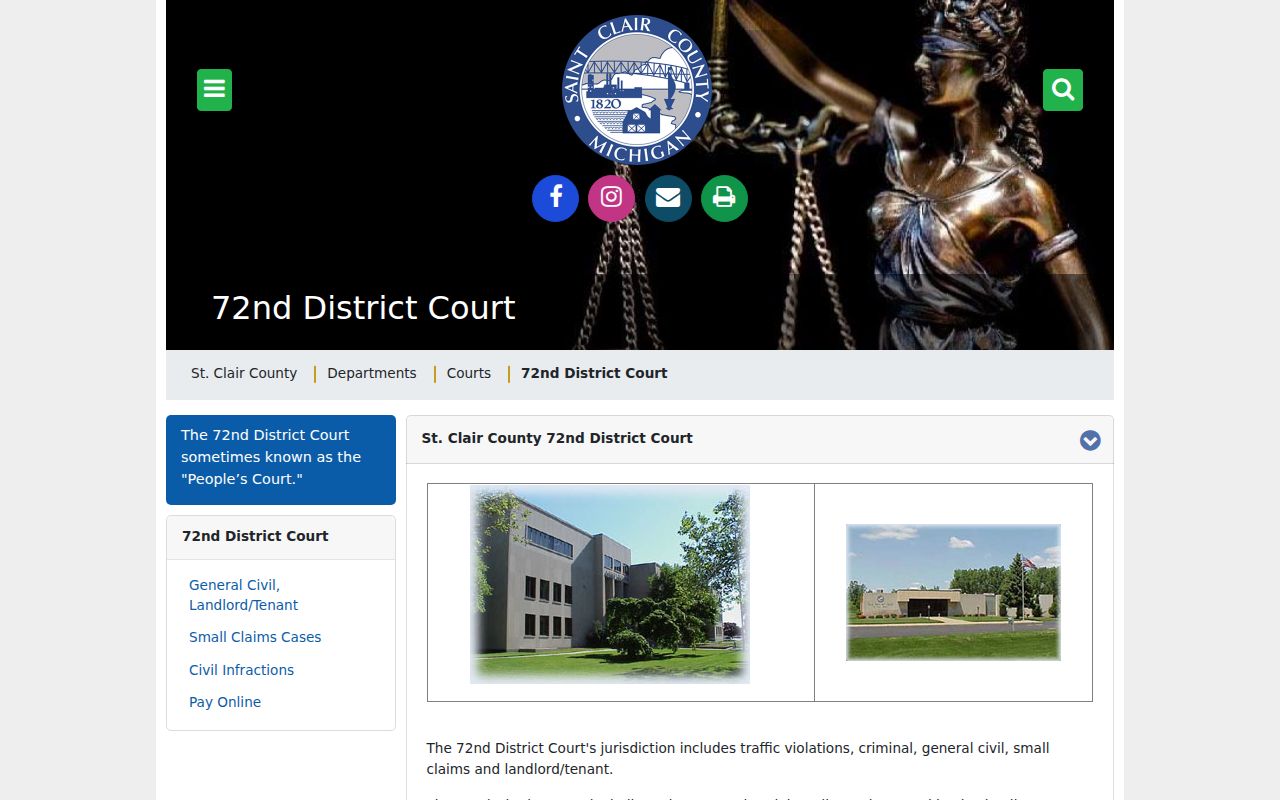 St. Clair County court docket routing for the 72nd District Court