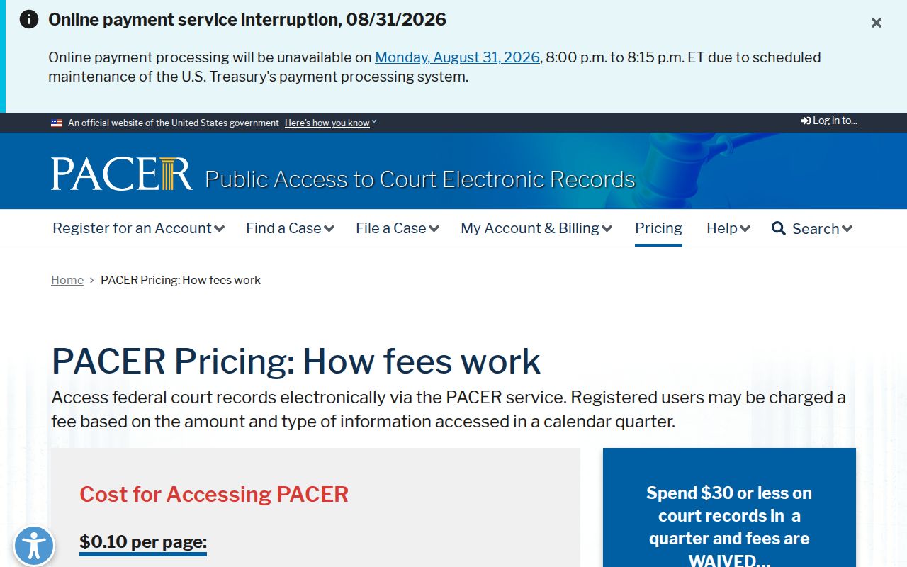St. Clair County court docket PACER fee information for separate federal records