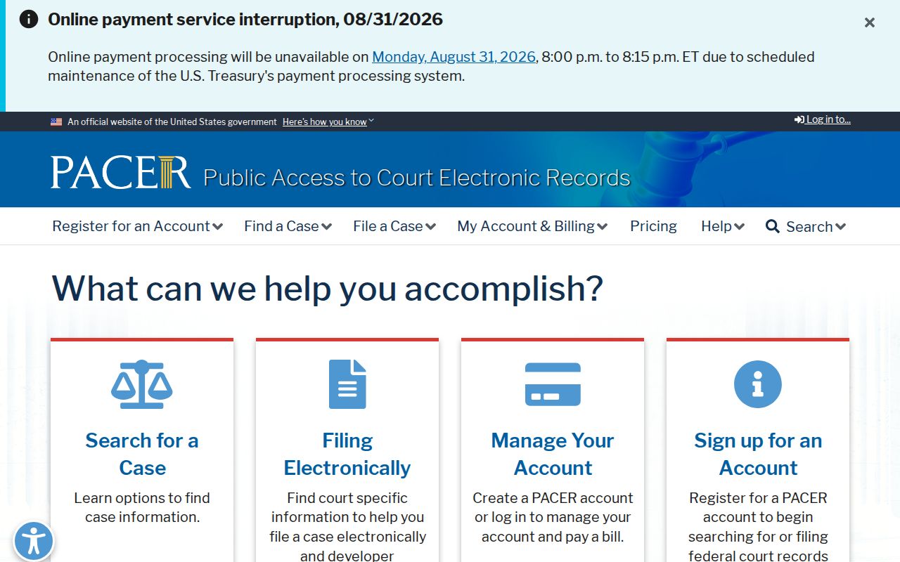 St. Clair County Port Huron court docket PACER access source