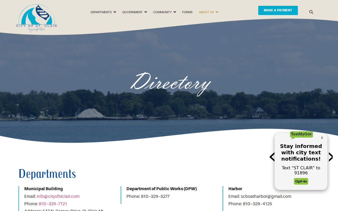St. Clair court docket context from the official St. Clair city directory