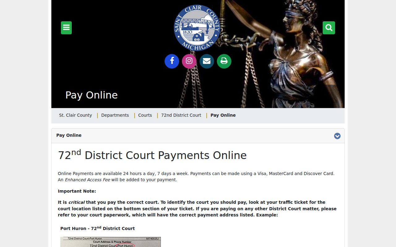 St. Clair County traffic court record online payment instructions